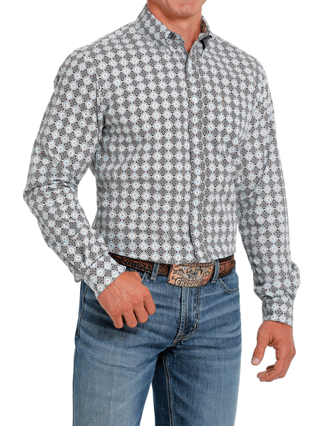 Cinch MTW1347081 Mens Printed Button Down Western Shirt Multicolor alternate front view. If you need any assistance with this item or the purchase of this item please call us at five six one seven four eight eight eight zero one Monday through Saturday 10:00a.m EST to 8:00 p.m EST