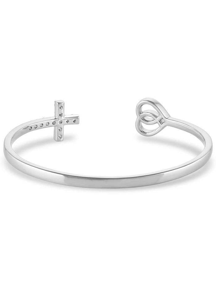 Montana Silversmiths FFBC5537 Womens Love and Faith Cuff Bracelet Silver front view. If you need any assistance with this item or the purchase of this item please call us at five six one seven four eight eight eight zero one Monday through Saturday 10:00a.m EST to 8:00 p.m EST