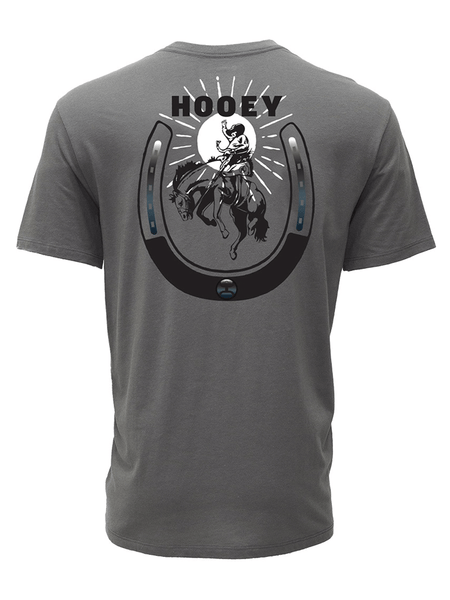 Hooey HT1886DKGY Mens Lucky Rider T-Shirt Steel Grey back view. If you need any assistance with this item or the purchase of this item please call us at five six one seven four eight eight eight zero one Monday through Saturday 10:00a.m EST to 8:00 p.m EST
