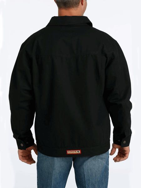 Cinch MWJ1598001 Mens Canvas Ranch Coat Black back view. If you need any assistance with this item or the purchase of this item please call us at five six one seven four eight eight eight zero one Monday through Saturday 10:00a.m EST to 8:00 p.m EST