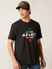 Ariat 10047615 Mens Durango Diamond Short Sleeve Tee Black front view. If you need any assistance with this item or the purchase of this item please call us at five six one seven four eight eight eight zero one Monday through Saturday 10:00a.m EST to 8:00 p.m EST