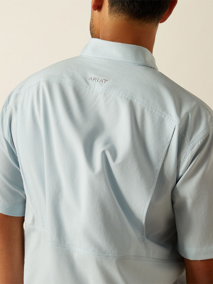 Ariat 10058814 Mens VentTEK Classic Fit Shirt Papyrus Light Blue front view. If you need any assistance with this item or the purchase of this item please call us at five six one seven four eight eight eight zero one Monday through Saturday 10:00a.m EST to 8:00 p.m EST