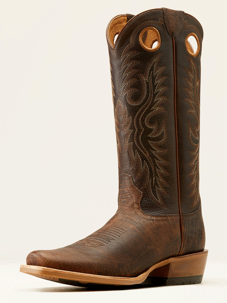 Ariat 10051033 Mens Ringer Cowboy Boot Toffee Crunch Dark Brown front and side view. If you need any assistance with this item or the purchase of this item please call us at five six one seven four eight eight eight zero one Monday through Saturday 10:00a.m EST to 8:00 p.m EST
