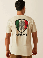 Ariat 10058883 Mens Tenochtitlan Shield T-Shirt Natural back view. If you need any assistance with this item or the purchase of this item please call us at five six one seven four eight eight eight zero one Monday through Saturday 10:00a.m EST to 8:00 p.m EST

