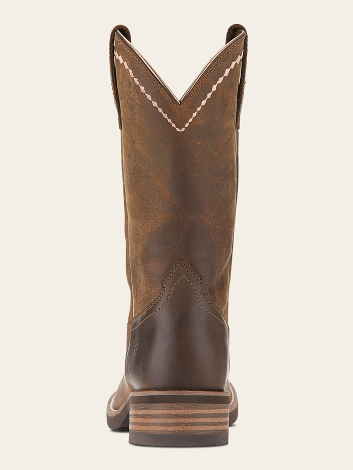 Ariat 10015374 Womens Unbridled Roper Western Boot Distressed Brown front and side view. If you need any assistance with this item or the purchase of this item please call us at five six one seven four eight eight eight zero one Monday through Saturday 10:00a.m EST to 8:00 p.m EST