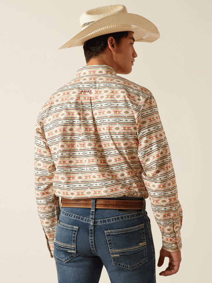 Ariat 10048370 Mens Timothy Classic Fit Shirt Apricot Blush front view. If you need any assistance with this item or the purchase of this item please call us at five six one seven four eight eight eight zero one Monday through Saturday 10:00a.m EST to 8:00 p.m EST