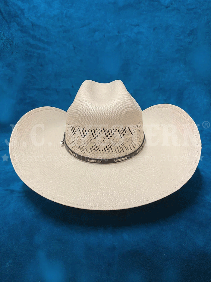 Larry Mahan MSP430BUHX 10X BUCKHORN Straw Hat Ivory side / view. If you need any assistance with this item or the purchase of this item please call us at five six one seven four eight eight eight zero one Monday through Saturday 10:00a.m EST to 8:00 p.m EST