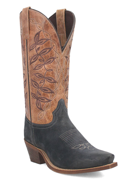 Laredo 20009 Womens KAMA Leather Boot Navy And Tan side / front view. If you need any assistance with this item or the purchase of this item please call us at five six one seven four eight eight eight zero one Monday through Saturday 10:00a.m EST to 8:00 p.m EST