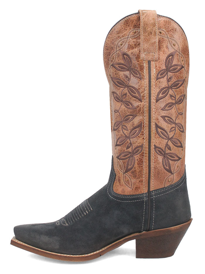 Laredo 20009 Womens KAMA Leather Boot Navy And Tan side / front view. If you need any assistance with this item or the purchase of this item please call us at five six one seven four eight eight eight zero one Monday through Saturday 10:00a.m EST to 8:00 p.m EST