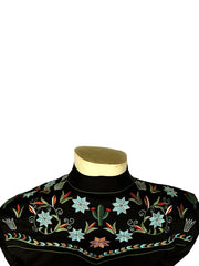 Rockmount 6865-BLK Mens Agave Cactus Black Floral Embroidery Western Shirt Black back view. If you need any assistance with this item or the purchase of this item please call us at five six one seven four eight eight eight zero one Monday through Saturday 10:00a.m EST to 8:00 p.m EST