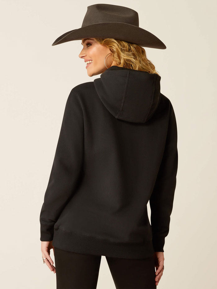 Ariat 10051999 Womens Steer Stitch Hoodie Black front view. If you need any assistance with this item or the purchase of this item please call us at five six one seven four eight eight eight zero one Monday through Saturday 10:00a.m EST to 8:00 p.m EST