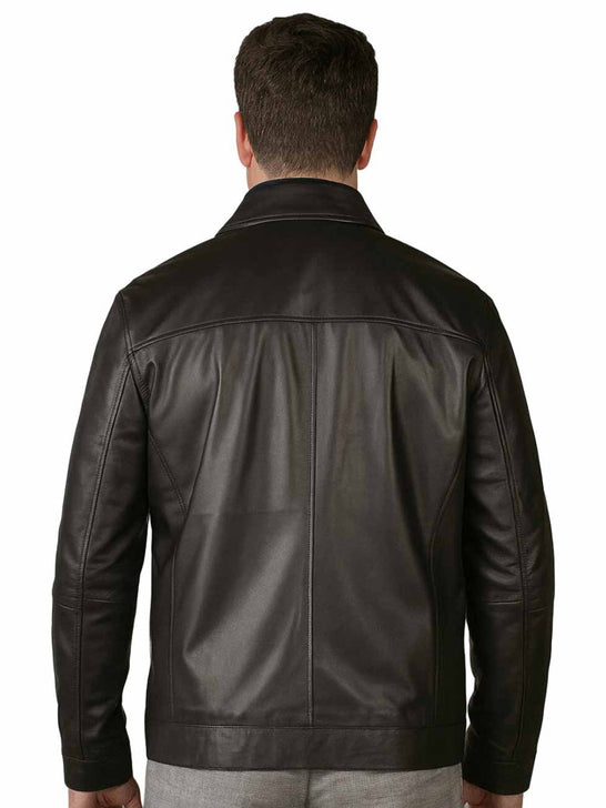 Scully 2125-198 Mens Modern Leather Zip Jacket Black back view. If you need any assistance with this item or the purchase of this item please call us at five six one seven four eight eight eight zero one Monday through Saturday 10:00a.m EST to 8:00 p.m EST