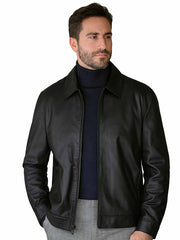 Scully 2125-198 Mens Modern Leather Zip Jacket Black front view. If you need any assistance with this item or the purchase of this item please call us at five six one seven four eight eight eight zero one Monday through Saturday 10:00a.m EST to 8:00 p.m EST
