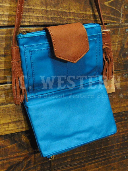 Catchfly 2054700 Womens Jessica Crossbody Wallet Turquoise inside view. If you need any assistance with this item or the purchase of this item please call us at five six one seven four eight eight eight zero one Monday through Saturday 10:00a.m EST to 8:00 p.m EST 