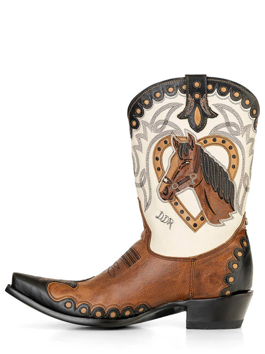 Double D Ranch DDL1079 Womens HORSICULTURE Leather Boot Bone And Bark side view. If you need any assistance with this item or the purchase of this item please call us at five six one seven four eight eight eight zero one Monday through Saturday 10:00a.m EST to 8:00 p.m EST