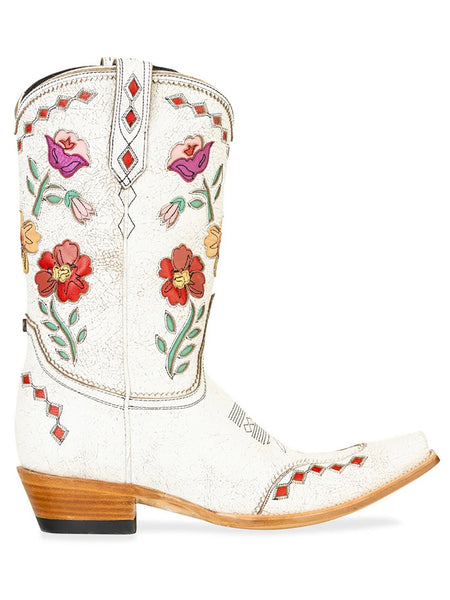 Double D Ranch DDL1082 Womens PUNKY COWBOY Leather Boot Taupe White side view. If you need any assistance with this item or the purchase of this item please call us at five six one seven four eight eight eight zero one Monday through Saturday 10:00a.m EST to 8:00 p.m EST