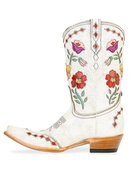 Double D Ranch DDL1082 Womens PUNKY COWBOY Leather Boot Taupe White alternate side view. If you need any assistance with this item or the purchase of this item please call us at five six one seven four eight eight eight zero one Monday through Saturday 10:00a.m EST to 8:00 p.m EST