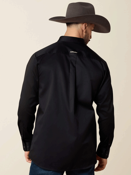 Ariat 10034231 Mens Team Logo Twill Fitted Shirt Black back view. If you need any assistance with this item or the purchase of this item please call us at five six one seven four eight eight eight zero one Monday through Saturday 10:00a.m EST to 8:00 p.m EST