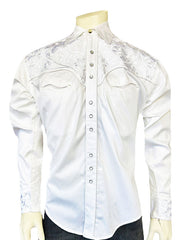 Rockmount 6859-WHT Men's Vintage Tooling Embroidered Western Shirt White front view. If you need any assistance with this item or the purchase of this item please call us at five six one seven four eight eight eight zero one Monday through Saturday 10:00a.m EST to 8:00 p.m EST