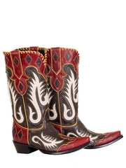 Double D Ranch DDL1076 Womens SURE SHOT Leather Boot Brown side view pair. 