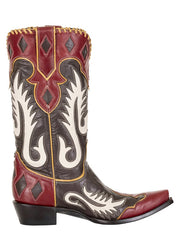 Double D Ranch DDL1076 Womens SURE SHOT Leather Boot Brown side view. 