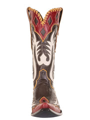 Double D Ranch DDL1076 Womens SURE SHOT Leather Boot Brown front view. 