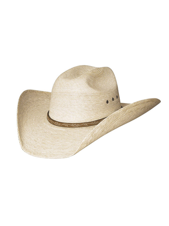 Bullhide JASON 10X 2432 Palm Leaf Western Hat Natural side / front view. If you need any assistance with this item or the purchase of this item please call us at five six one seven four eight eight eight zero one Monday through Saturday 10:00a.m EST to 8:00 p.m EST