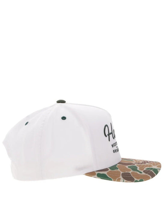 Hooey 2560T-WHCA OG High Profile Hat White Camo side view. If you need any assistance with this item or the purchase of this item please call us at five six one seven four eight eight eight zero one Monday through Saturday 10:00a.m EST to 8:00 p.m EST