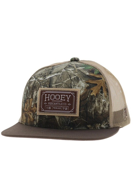 Hooey 2602T-CATN Doc 5-Panel Trucker Snapback Hat Camo Tan side / front view. If you need any assistance with this item or the purchase of this item please call us at five six one seven four eight eight eight zero one Monday through Saturday 10:00a.m EST to 8:00 p.m EST