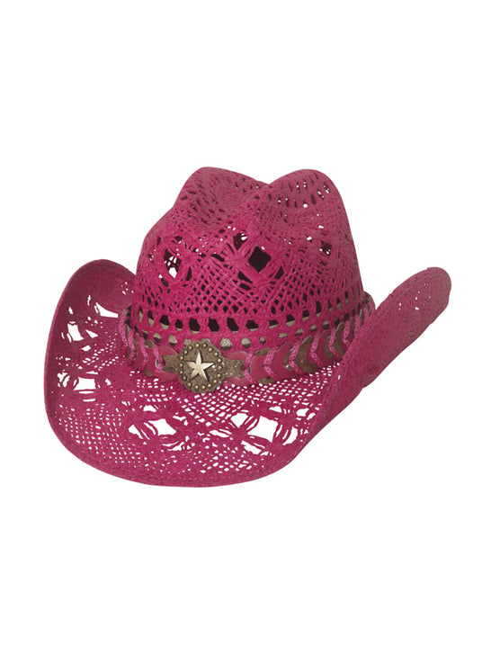 Bullhide NAUGHTY GIRL 2649FU Western Straw Hat Fuchsia front view. If you need any assistance with this item or the purchase of this item please call us at five six one seven four eight eight eight zero one Monday through Saturday 10:00a.m EST to 8:00 p.m EST