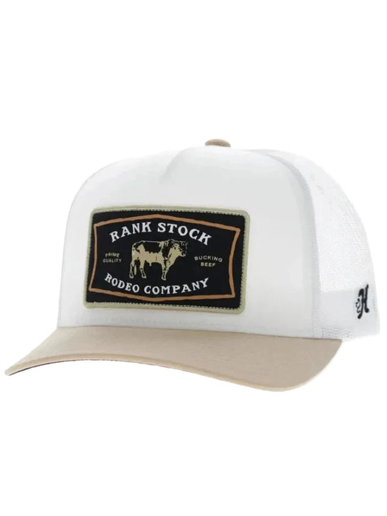 Hooey 2661T-WHYL RANK STOCK Trucker Hat White Tan front view. If you need any assistance with this item or the purchase of this item please call us at five six one seven four eight eight eight zero one Monday through Saturday 10:00a.m EST to 8:00 p.m EST