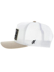 Hooey 2661T-WHYL RANK STOCK Trucker Hat White Tan side view. If you need any assistance with this item or the purchase of this item please call us at five six one seven four eight eight eight zero one Monday through Saturday 10:00a.m EST to 8:00 p.m EST