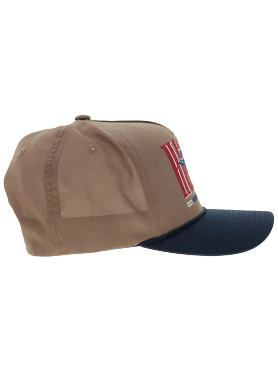 Hooey 2669T-TNNV WILD RIDE Full Surround Snapback Hat Tan Navy side view. If you need any assistance with this item or the purchase of this item please call us at five six one seven four eight eight eight zero one Monday through Saturday 10:00a.m EST to 8:00 p.m EST