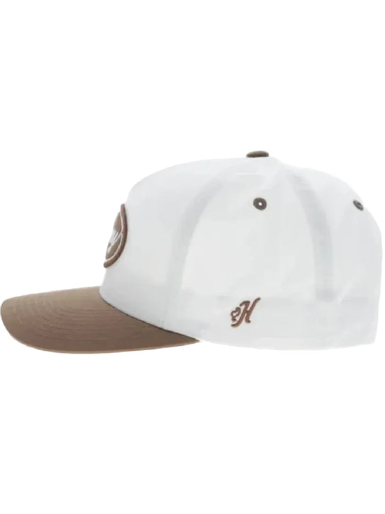 Hooey 2690T-WHTN RANGER 5 Panel Full Surround Hat White Tan side view. If you need any assistance with this item or the purchase of this item please call us at five six one seven four eight eight eight zero one Monday through Saturday 10:00a.m EST to 8:00 p.m EST