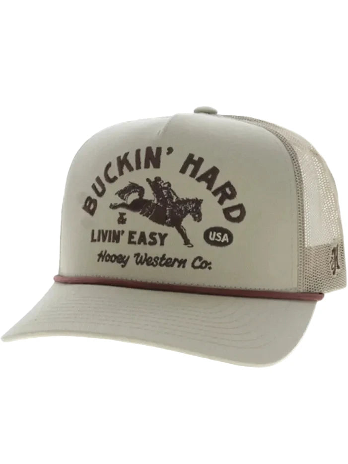 Hooey 2692T-TN BUCKIN 5 Panel Trucker Snapback Hat Tan front view. If you need any assistance with this item or the purchase of this item please call us at five six one seven four eight eight eight zero one Monday through Saturday 10:00a.m EST to 8:00 p.m EST