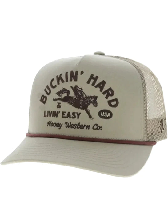 Hooey 2692T-TN BUCKIN 5 Panel Trucker Snapback Hat Tan front view. If you need any assistance with this item or the purchase of this item please call us at five six one seven four eight eight eight zero one Monday through Saturday 10:00a.m EST to 8:00 p.m EST