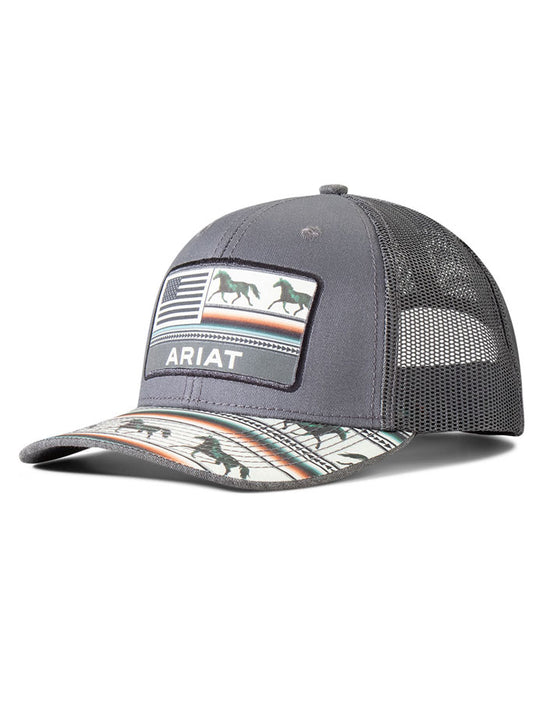 Ariat A300082206 Ladies Stripes Horse American Flag Grey side / front view. If you need any assistance with this item or the purchase of this item please call us at five six one seven four eight eight eight zero one Monday through Saturday 10:00a.m EST to 8:00 p.m EST