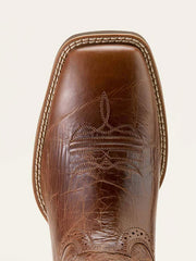 Ariat 10063836 Mens Sport Wide Square Toe Western Boot Dark Tan toe view. If you need any assistance with this item or the purchase of this item please call us at five six one seven four eight eight eight zero one Monday through Saturday 10:00a.m EST to 8:00 p.m EST