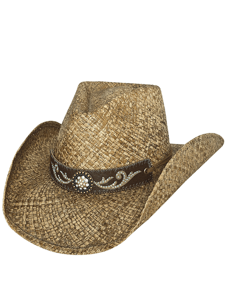 Bullhide TENNESSE RIVER 2794 Rafia Straw Hat Natural side / front view. If you need any assistance with this item or the purchase of this item please call us at five six one seven four eight eight eight zero one Monday through Saturday 10:00a.m EST to 8:00 p.m EST