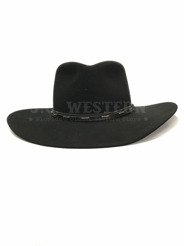 Serratelli VAIL 4X Felt Western Hat Black side and front view. If you need any assistance with this item or the purchase of this item please call us at five six one seven four eight eight eight zero one Monday through Saturday 10:00a.m EST to 8:00 p.m EST