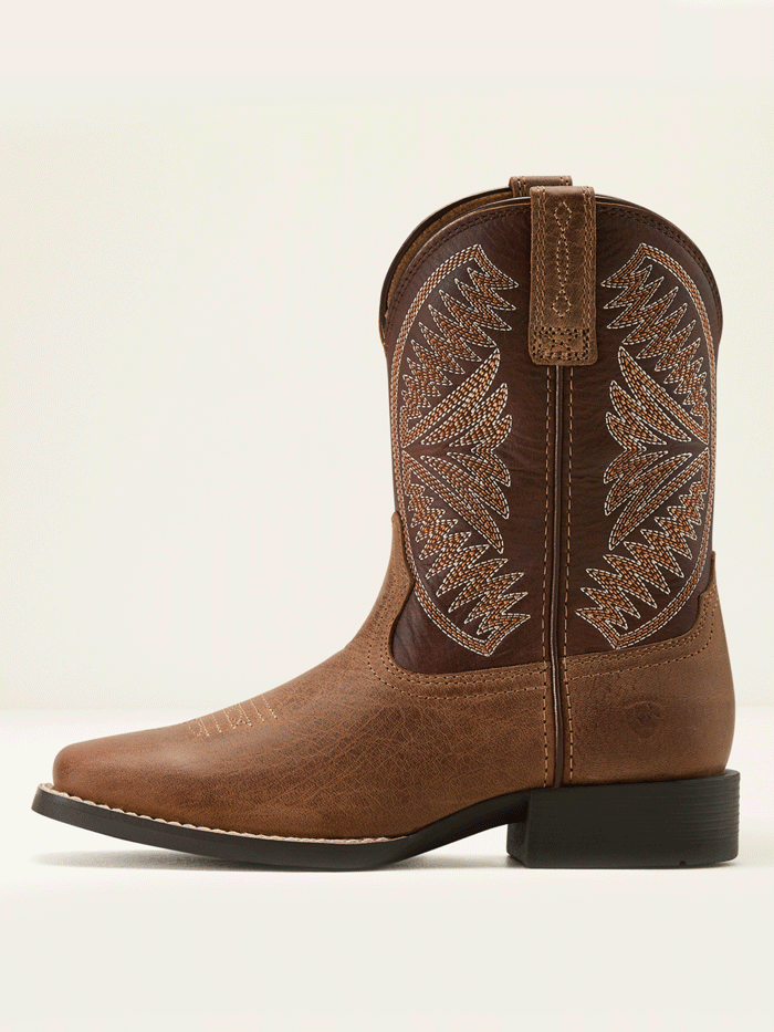 Ariat 10061136 Kids Ruidoso Western Boot Pearl Brown front and side view. If you need any assistance with this item or the purchase of this item please call us at five six one seven four eight eight eight zero one Monday through Saturday 10:00a.m EST to 8:00 p.m EST