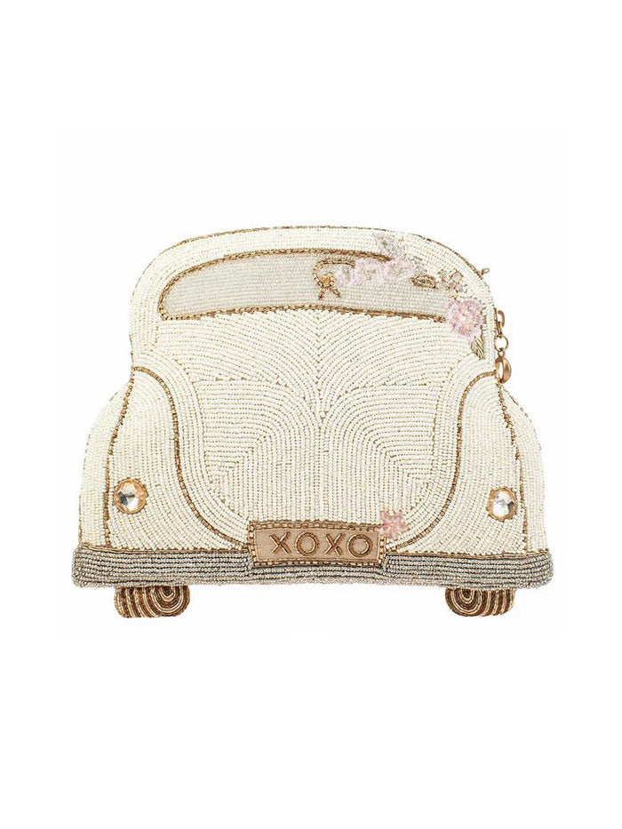 Mary Frances BAG S002-367 JUST MARRIED Crossbody Bag Ivory front view. If you need any assistance with this item or the purchase of this item please call us at five six one seven four eight eight eight zero one Monday through Saturday 10:00a.m EST to 8:00 p.m EST