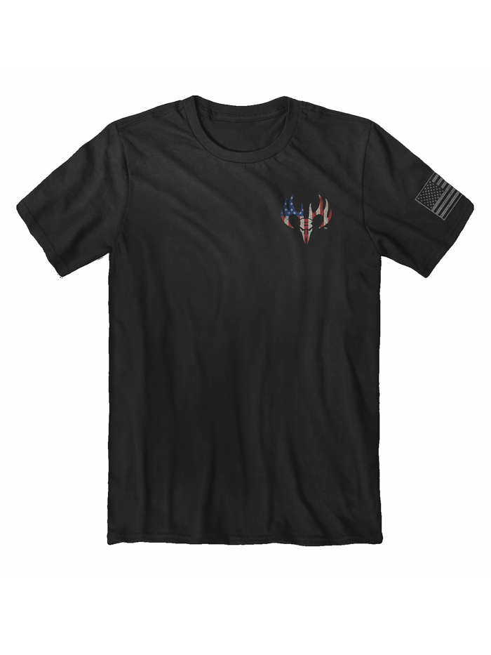 Buck Wear 2193 Mens Freedom Shine Short Sleeve Graphic Tee Black back view. If you need any assistance with this item or the purchase of this item please call us at five six one seven four eight eight eight zero one Monday through Saturday 10:00a.m EST to 8:00 p.m EST