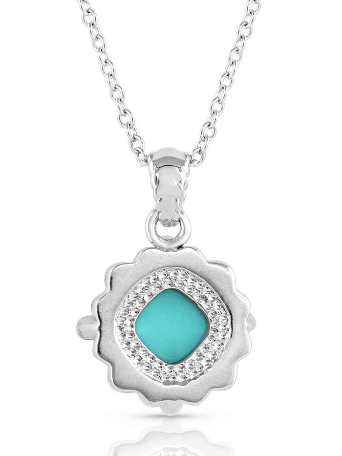 Montana Silversmiths NC5531 Womens Crystal Cornerstone Turquoise Necklace Silver front view. If you need any assistance with this item or the purchase of this item please call us at five six one seven four eight eight eight zero one Monday through Saturday 10:00a.m EST to 8:00 p.m EST