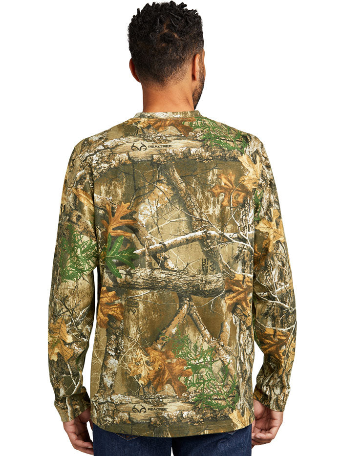 Russell Outdoors RU100LSP Mens Long Sleeve Pocket Tee Realtree Edge front view. If you need any assistance with this item or the purchase of this item please call us at five six one seven four eight eight eight zero one Monday through Saturday 10:00a.m EST to 8:00 p.m EST