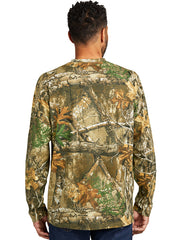 Russell Outdoors RU100LSP Mens Long Sleeve Pocket Tee Realtree Edge back view. If you need any assistance with this item or the purchase of this item please call us at five six one seven four eight eight eight zero one Monday through Saturday 10:00a.m EST to 8:00 p.m EST