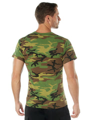 Rothco 8777 Mens Short Sleeve T-Shirt Woodland Camo back view. If you need any assistance with this item or the purchase of this item please call us at five six one seven four eight eight eight zero one Monday through Saturday 10:00a.m EST to 8:00 p.m EST