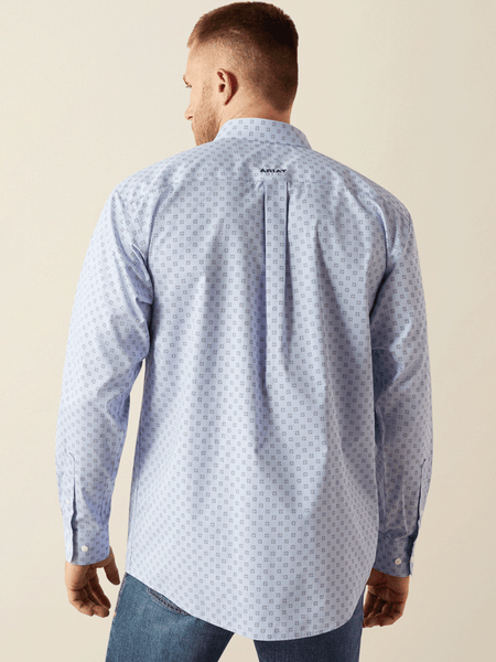 Ariat 10054825 Mens Wrinkle Free Otello Classic Fit Shirt Periwinkle Light Blue back view. If you need any assistance with this item or the purchase of this item please call us at five six one seven four eight eight eight zero one Monday through Saturday 10:00a.m EST to 8:00 p.m EST