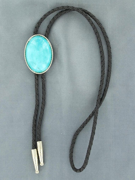 Double S 22838 Oval Bolo Tie Turquoise front view. If you need any assistance with this item or the purchase of this item please call us at five six one seven four eight eight eight zero one Monday through Saturday 10:00a.m EST to 8:00 p.m EST