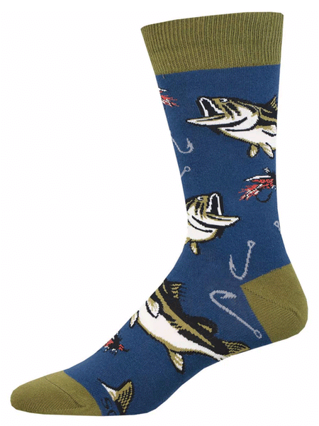 Socksmith MNC3227-NAV Mens All About The Bass Socks Navy side view. If you need any assistance with this item or the purchase of this item please call us at five six one seven four eight eight eight zero one Monday through Saturday 10:00a.m EST to 8:00 p.m EST